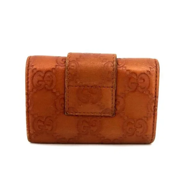 GUCCI Ssima GG Logo Leather 6 Rings Key Case Orange/7BH1627